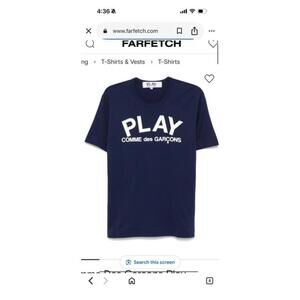 Comme des Garçons PLAY Unisex Navy Blue Logo T-Shirt Size L